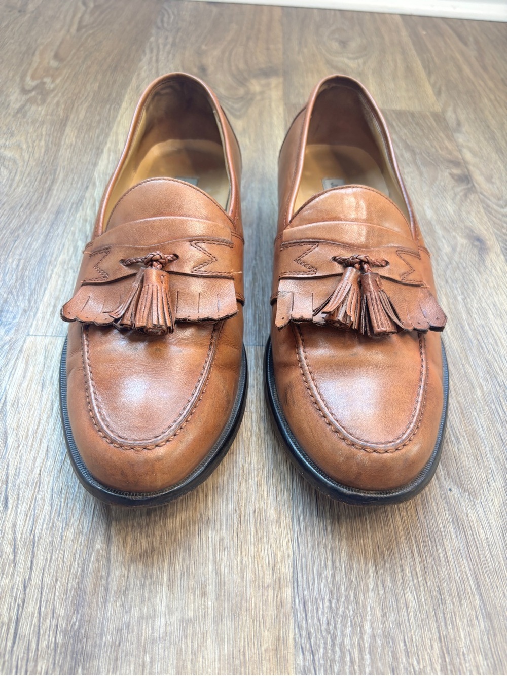 Johnston & Murphy Tan Leather Tassel Kiltie Loafers Mens Size 11 EUC - Picture 7 of 12